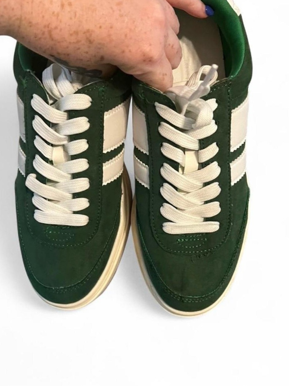 Steve Madden Green and White Sneakers